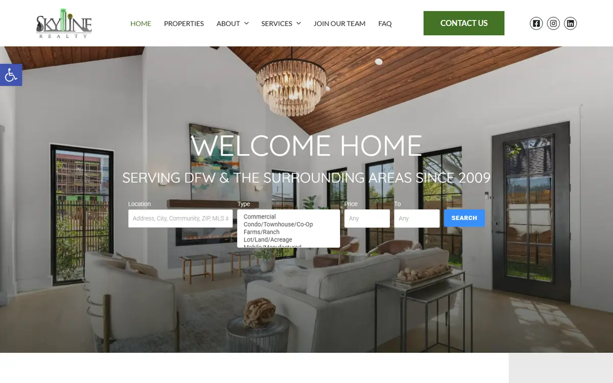 Skyline Realty Dallas website